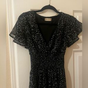 alterd state black maxi dress with blue flowers size small